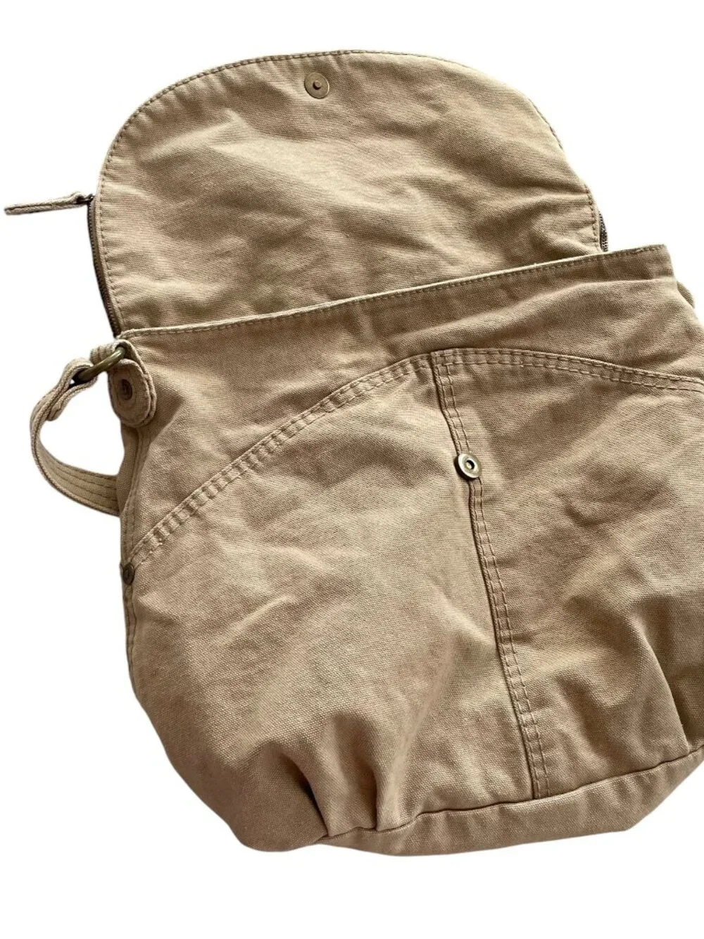 Vintage Y2K Old Navy Canvas Hobo Shoulder Bag Purse Tan Slouchy